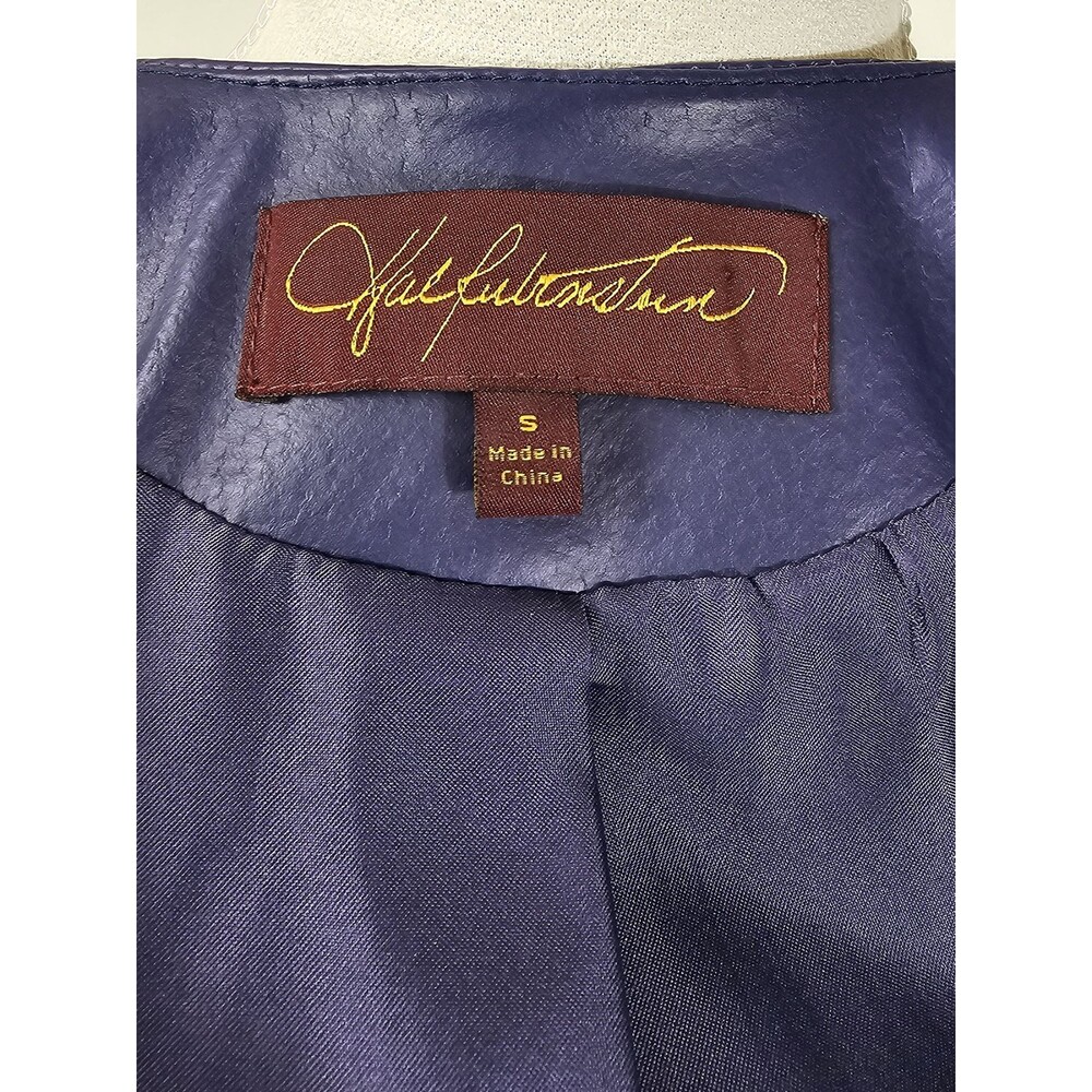 Hal Rubenstein Small Dark Purple Leather Blazer Jacket Retro Cropped - Picture 11 of 11